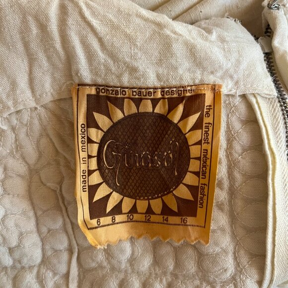 Vintage 1970s Girasol by Gonzalo Bauer Cream Dress Lace Embroidered *Flaws - Picture 2 of 15